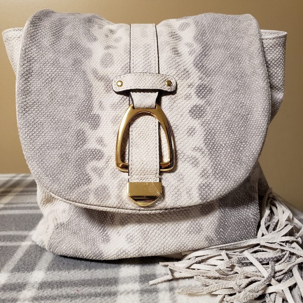 G.I.L.I Snow Leopard Leather Convertible Bag